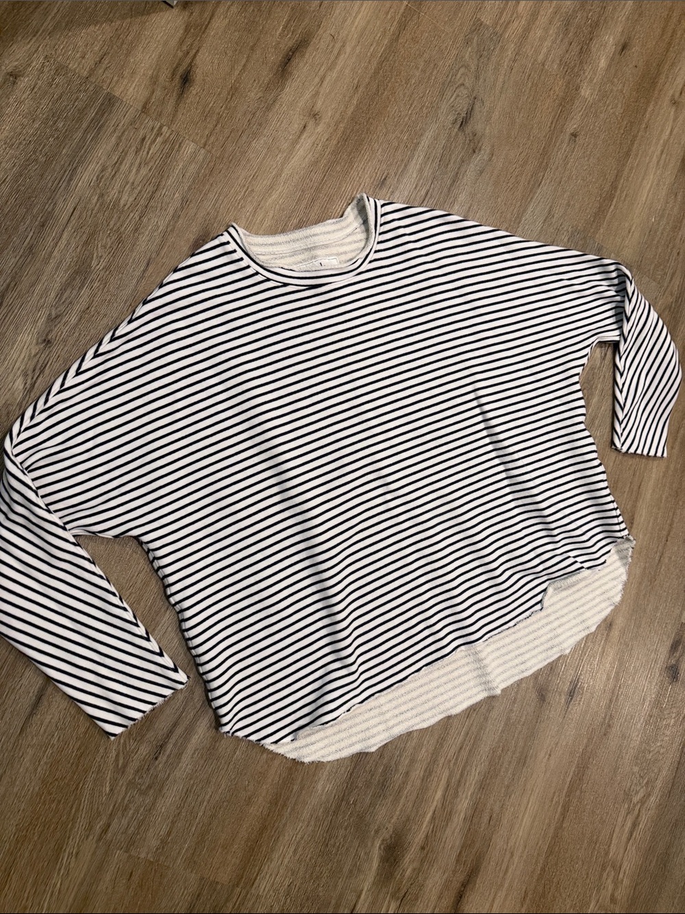Frank & Eileen Navy and White Striped Roll Neck Long-Sleeve Pullover